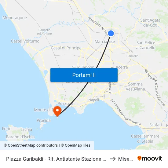 Piazza Garibaldi - Rif. Antistante Stazione FS to Miseno map
