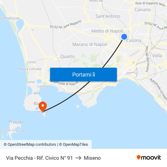 Via Pecchia - Rif. Civico N° 91 to Miseno map