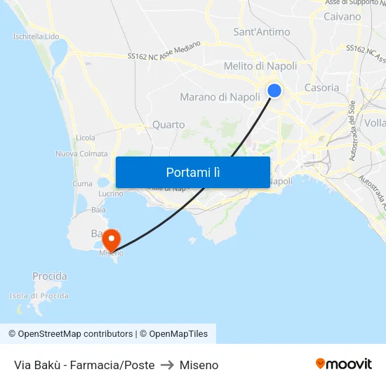Via Bakù - Farmacia/Poste to Miseno map