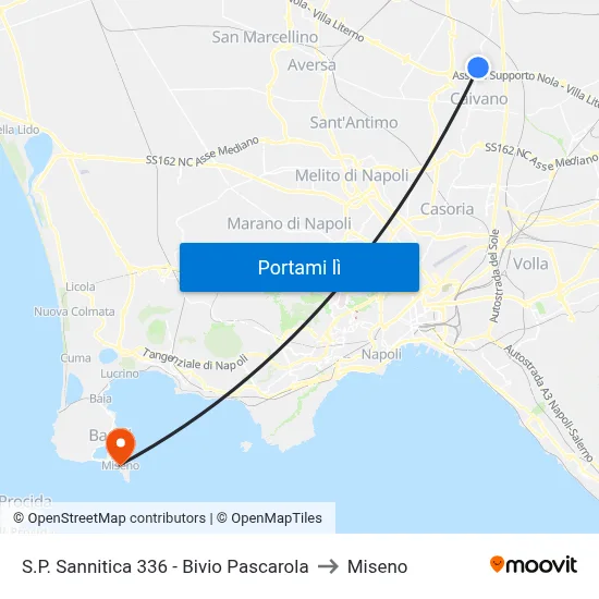 S.P. Sannitica 336 - Bivio Pascarola to Miseno map