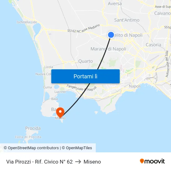 Via Pirozzi - Rif. Civico N° 62 to Miseno map