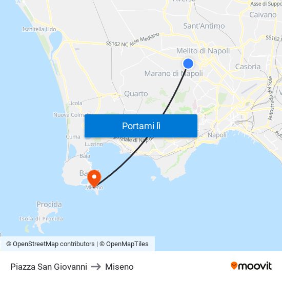 Piazza San Giovanni to Miseno map