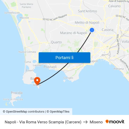 Napoli - Via Roma Verso Scampia (Carcere) to Miseno map