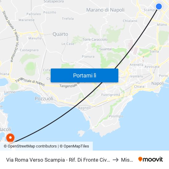 Via Roma Verso Scampia - Rif. Di Fronte Civico N° 56 to Miseno map