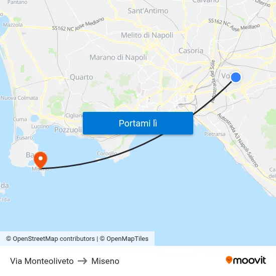Via Monteoliveto to Miseno map