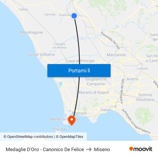 Medaglie D'Oro - Canonico De Felice to Miseno map
