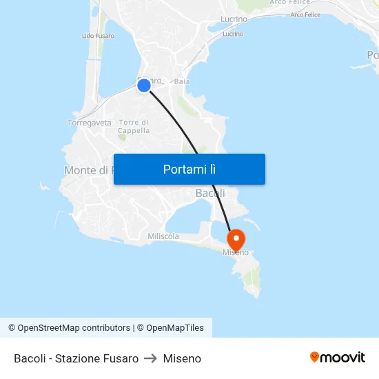 Bacoli - Stazione Fusaro to Miseno map