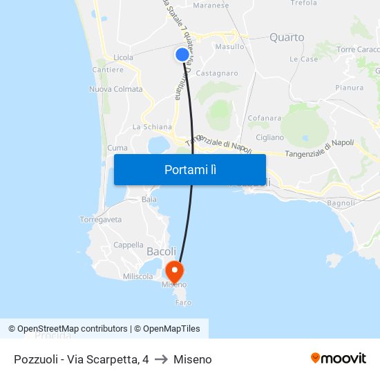 Pozzuoli - Via Scarpetta, 4 to Miseno map