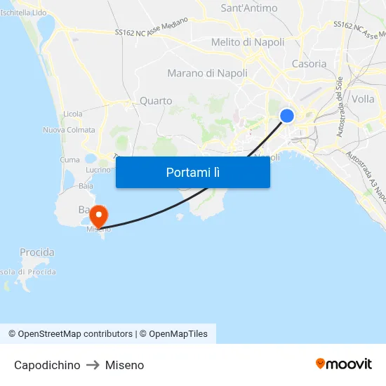 Capodichino to Miseno map