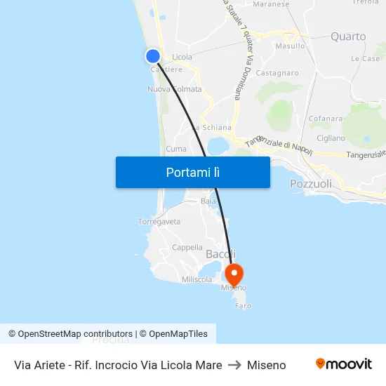 Via Ariete - Rif. Incrocio Via Licola Mare to Miseno map