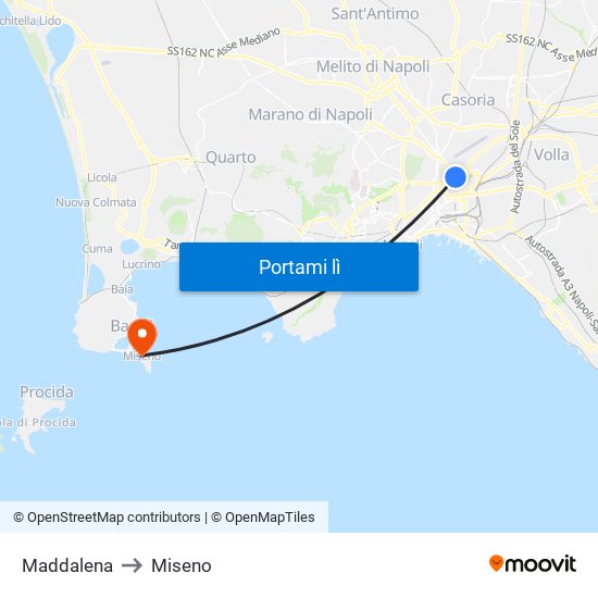 Maddalena to Miseno map
