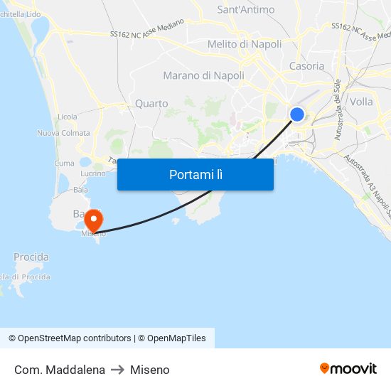 Com. Maddalena to Miseno map