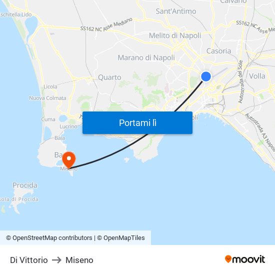 Di Vittorio to Miseno map