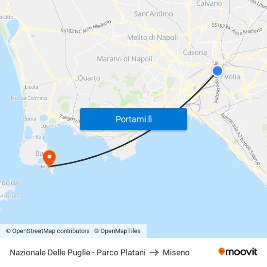 Nazionale Delle Puglie - Parco Platani to Miseno map