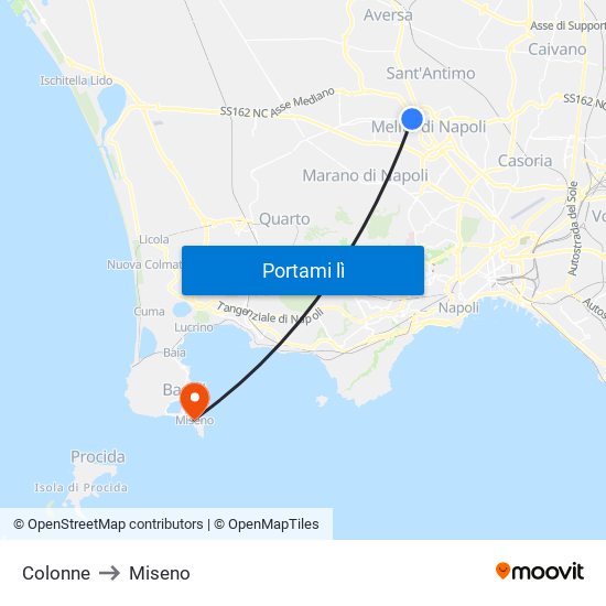 Colonne to Miseno map