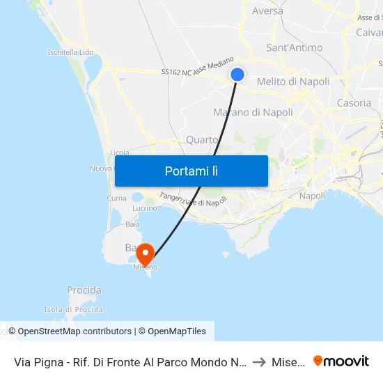 Via Pigna - Rif. Di Fronte Al Parco Mondo Nuovo to Miseno map