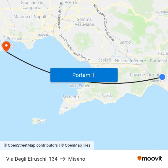 Via Degli Etruschi, 134 to Miseno map