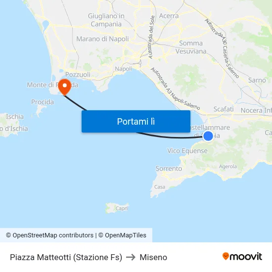 Piazza Matteotti (Stazione Fs) to Miseno map