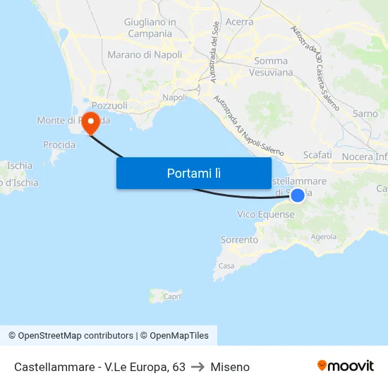 Castellammare - V.Le Europa, 63 to Miseno map
