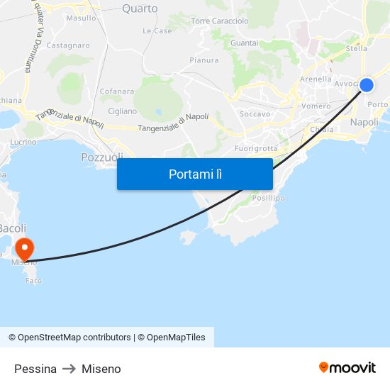 Pessina to Miseno map
