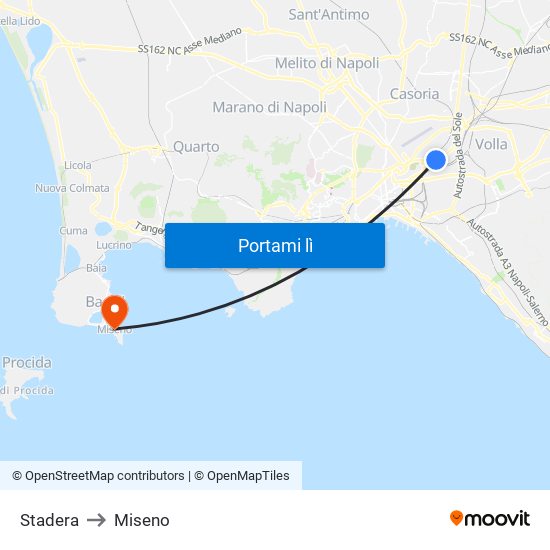 Stadera to Miseno map