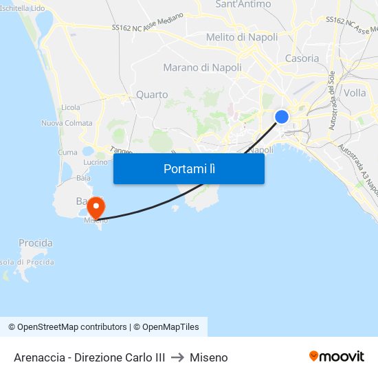 Arenaccia - Direzione Carlo III to Miseno map