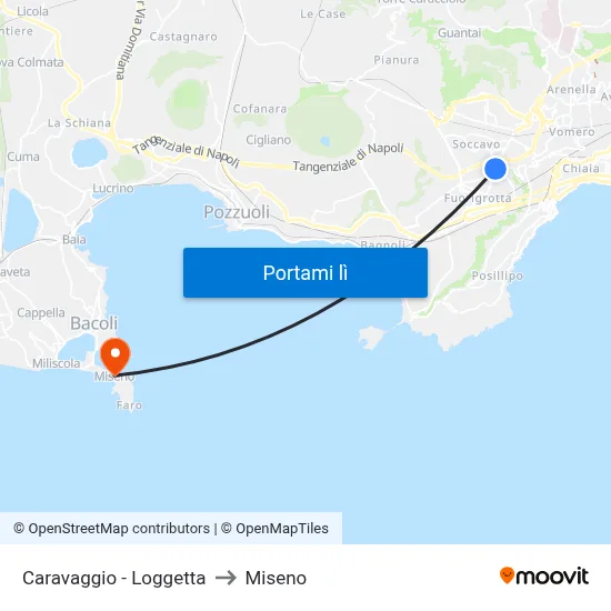 Caravaggio - Loggetta to Miseno map