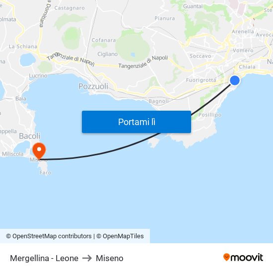 Mergellina - Leone to Miseno map