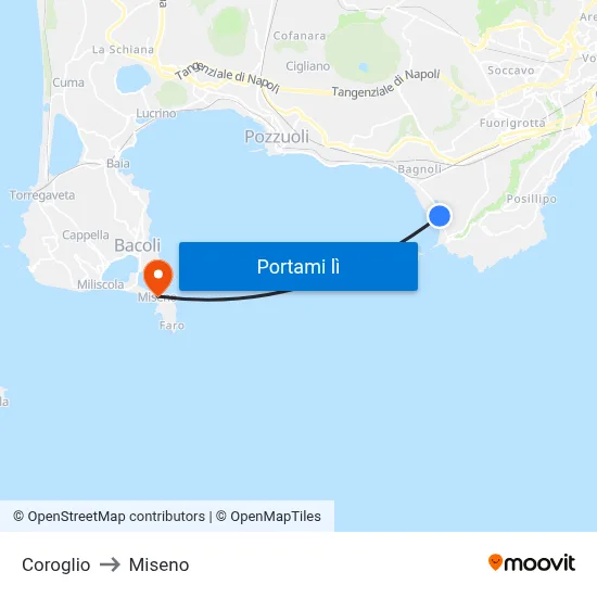 Coroglio to Miseno map
