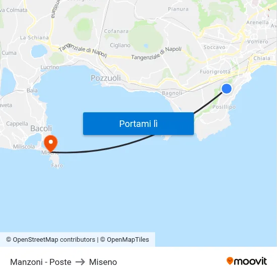 Manzoni - Poste to Miseno map