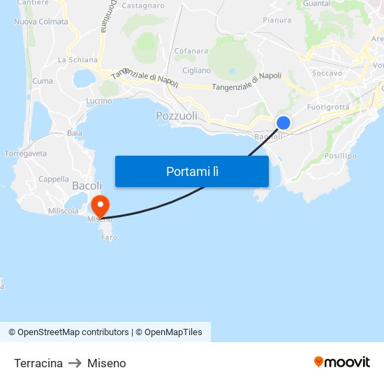 Terracina to Miseno map