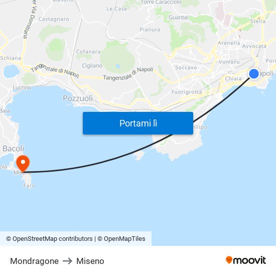 Mondragone to Miseno map