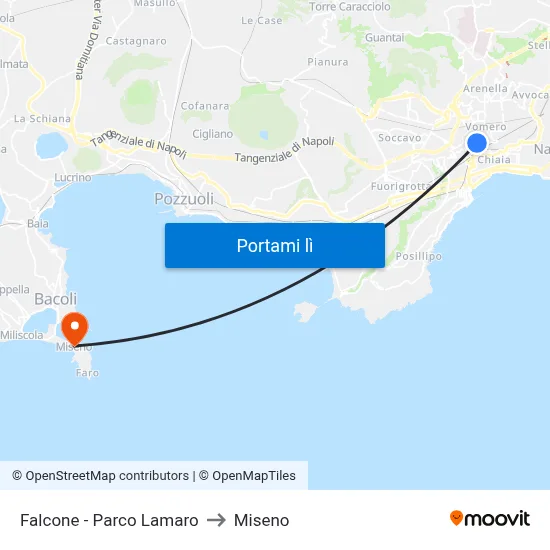 Falcone - Parco Lamaro to Miseno map
