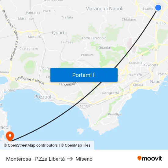 Monterosa - P.Zza Libertà to Miseno map
