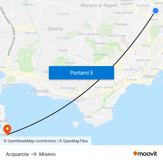 Acquarola to Miseno map