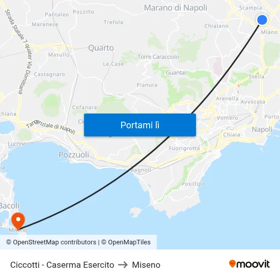 Ciccotti - Caserma Esercito to Miseno map