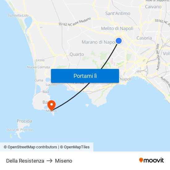 Della Resistenza to Miseno map