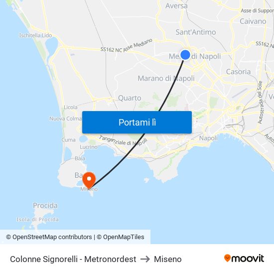 Colonne Signorelli - Metronordest to Miseno map