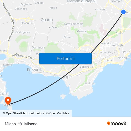 Miano to Miseno map