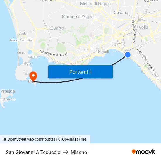 San Giovanni A Teduccio to Miseno map