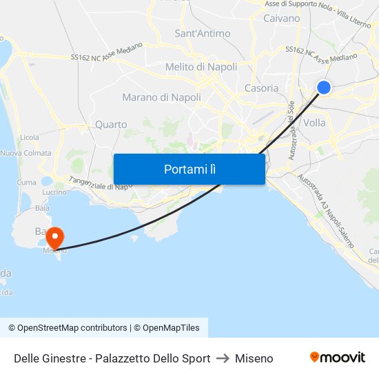 Delle Ginestre - Palazzetto Dello Sport to Miseno map