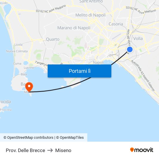 Prov. Delle Brecce to Miseno map
