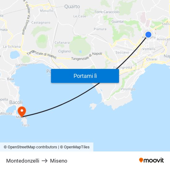 Montedonzelli to Miseno map