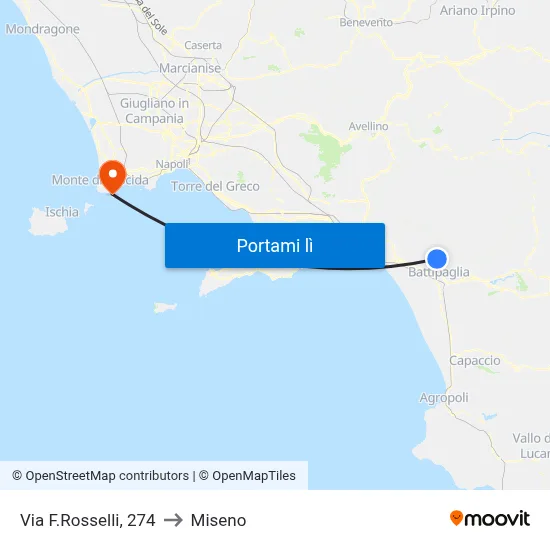 Via F.Rosselli, 274 to Miseno map