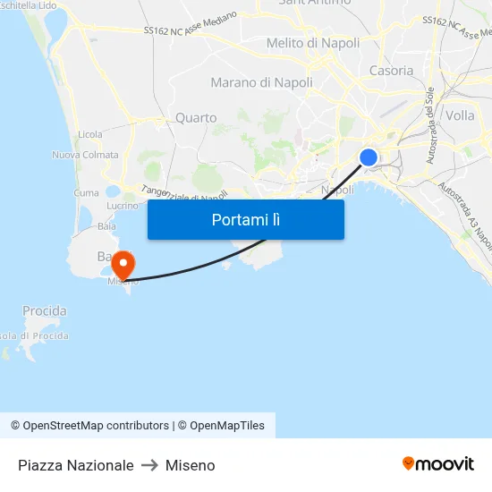 Piazza Nazionale to Miseno map