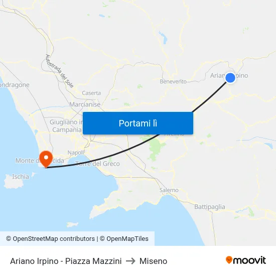 Ariano Irpino - Piazza Mazzini to Miseno map