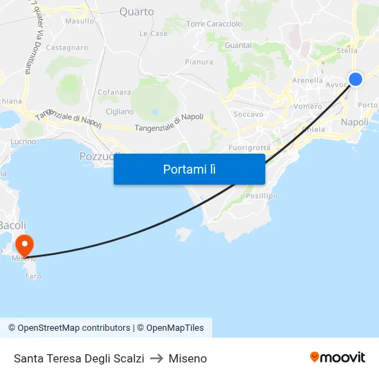 Santa Teresa Degli Scalzi to Miseno map