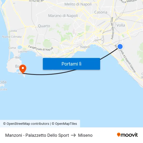Manzoni - Palazzetto Dello Sport to Miseno map