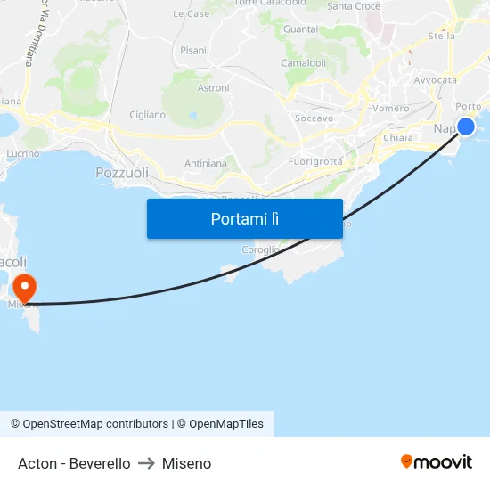 Acton - Beverello to Miseno map