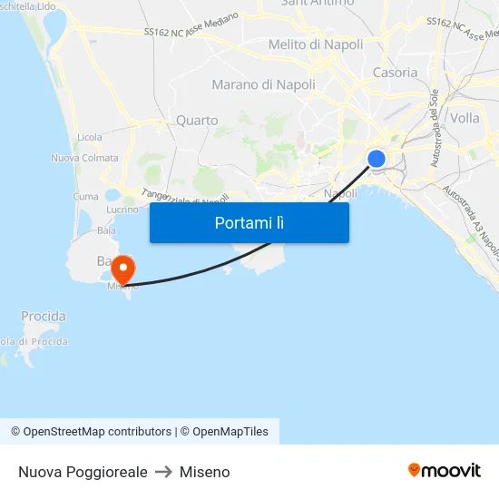 Nuova Poggioreale to Miseno map